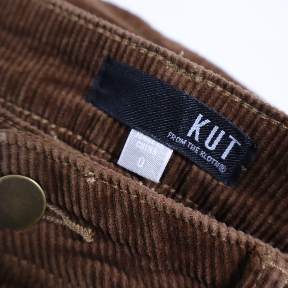 Kut from the Kloth Corduroy Button Front Skirt Brown Knee Length Women's 0 - Picture 7 of 9
